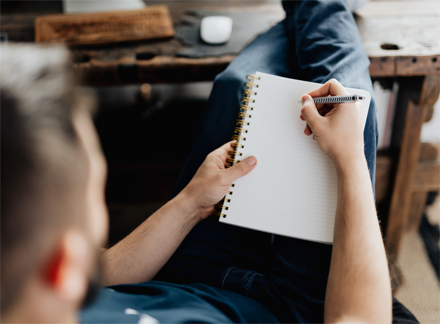 Author working on research